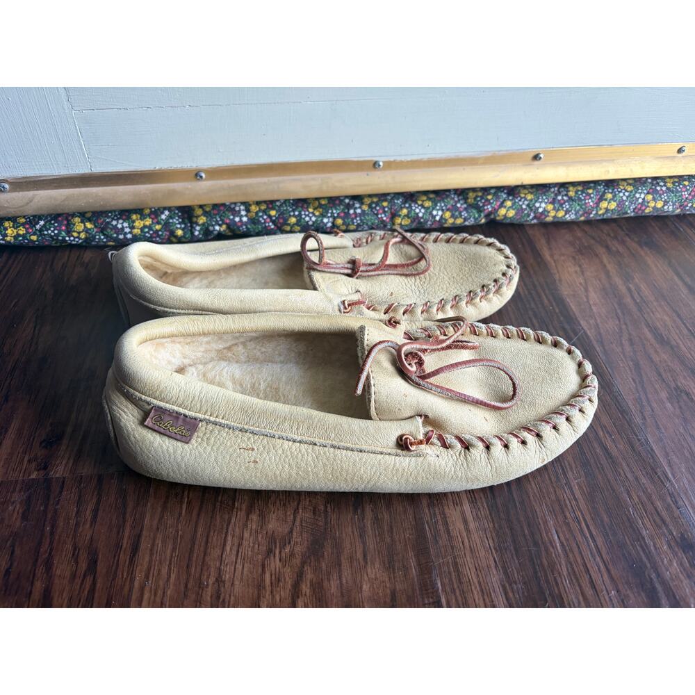 Vintage Cabelas leather slipper moccasins adult mens 9-11